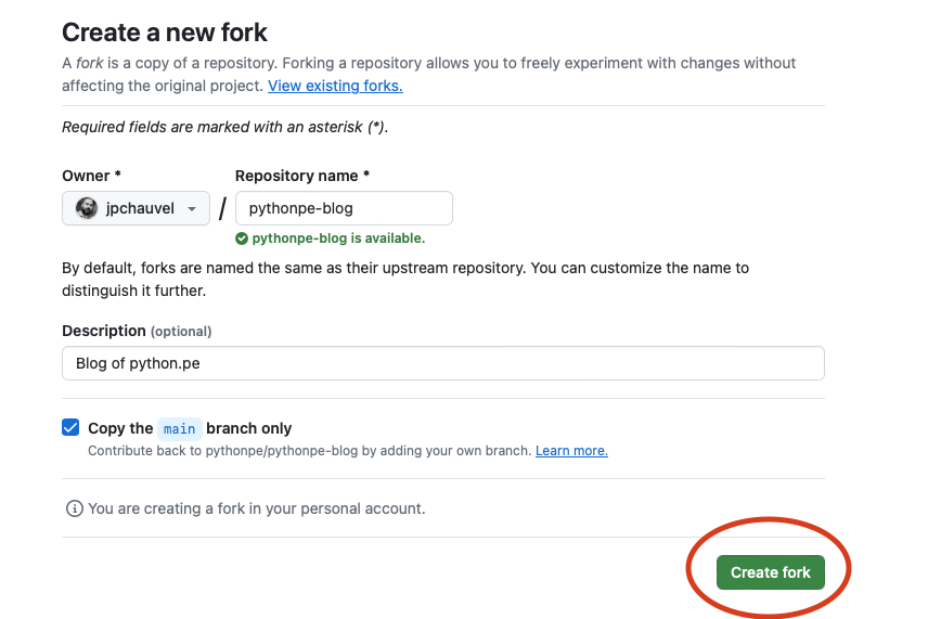 Create GitHub fork